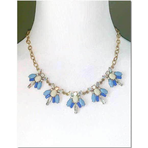 J. Crew Jewelry - J. Crew Blue Crystal Cluster Fashion Statement Necklace EUC